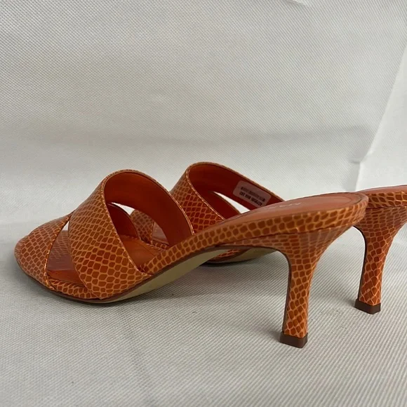 NEW Marc Fisher Queta Sandal Snakeskin Animal Print Strappy Open Sandal orange - Picture 7 of 7
